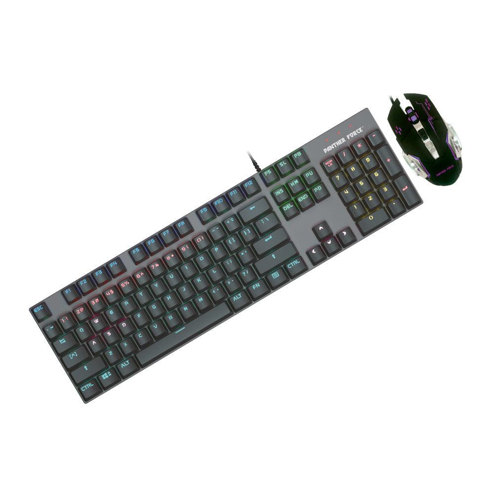 Panther Force Mechanical Gaming Keyboard & Mouse Combo - PF138 - RGB Backlighting, Adjustable DPI, Ergonomic Design, Durable Build, High-Precision Performance Panther Force Mechanical Gaming Keyboard & Mouse Combo - PF138 - RGB Backlighting, Adjustable DPI, Ergonomic Design, Durable Build, High-Precision Performance